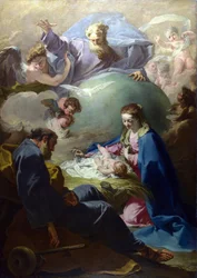 Geburt Christi mit Gott Vater und dem Heiligen Geist